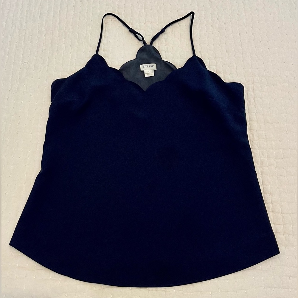 J.Crew Factory Navy Scalloped Cami Tank